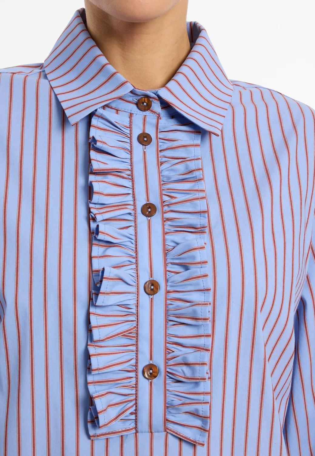 Ana Alcazar Evamoris camicia azzurra cotone a righe