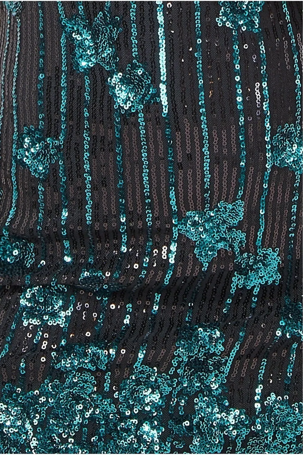 Goddiva Sequin Feather abito mini smeraldo paillettes schiena nuda