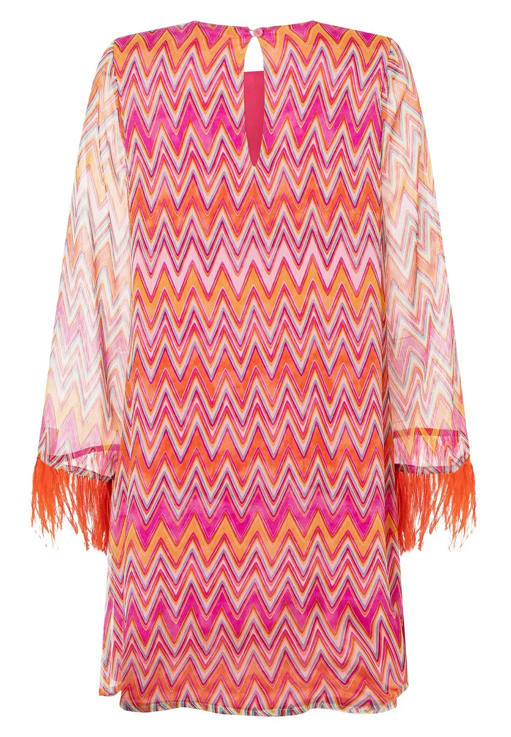Ana Alcazar Libby abito cocktail zigzag piume