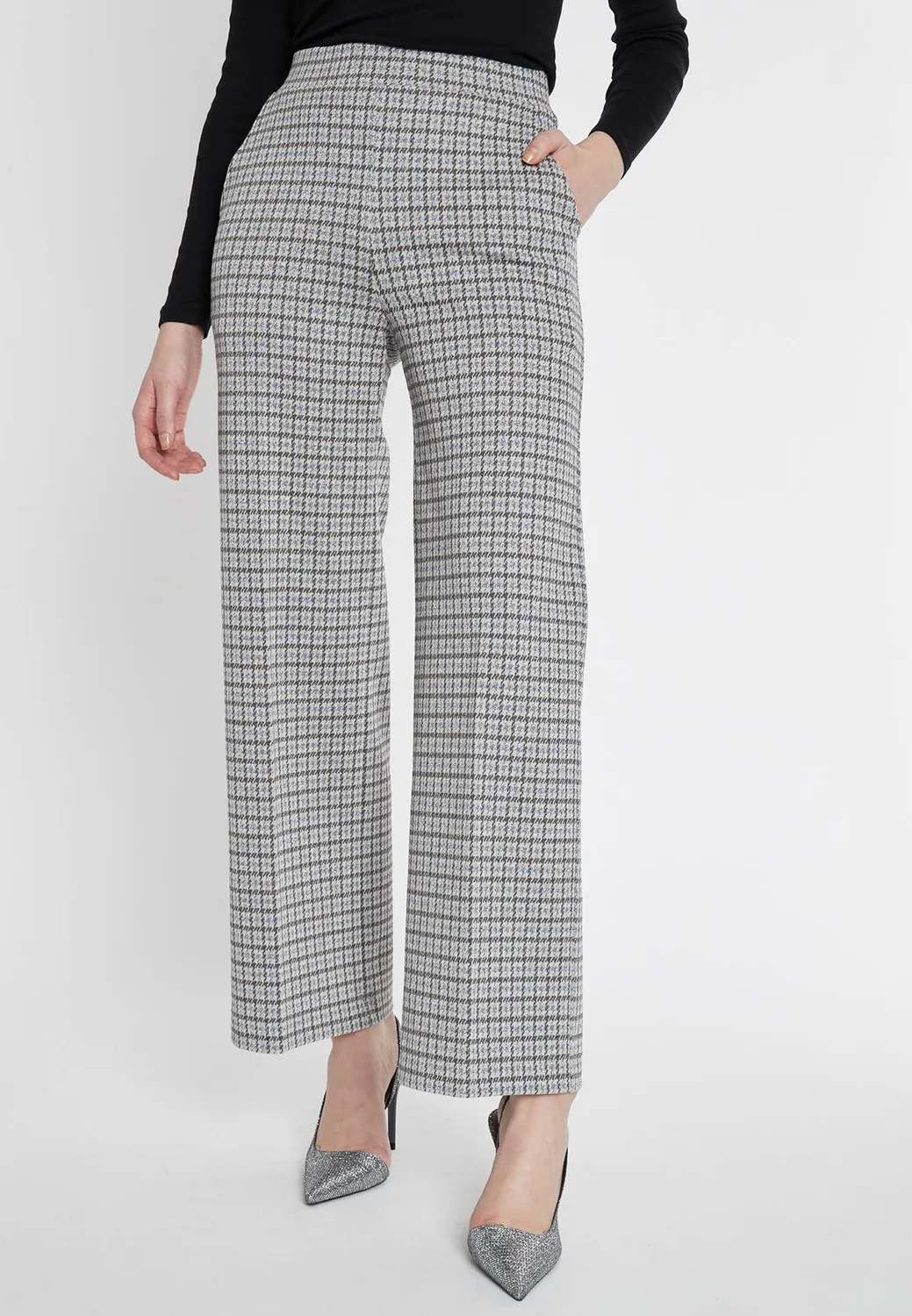 Ana Alcazar Sodala pantaloni lunghi pied-de-poule lurex