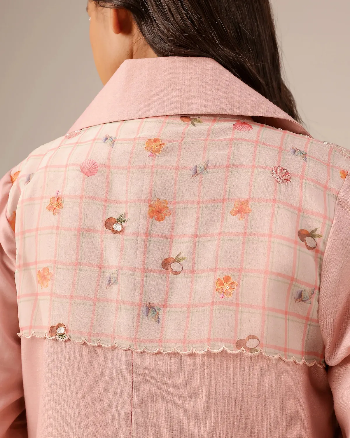 Our Dve Melon Muse giacca rosa lino lunga