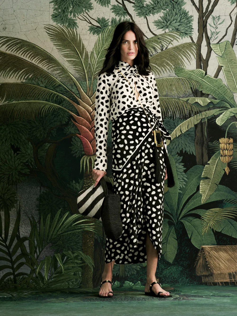 Johanna Ortiz Heavenly Garden top seta nero ecru