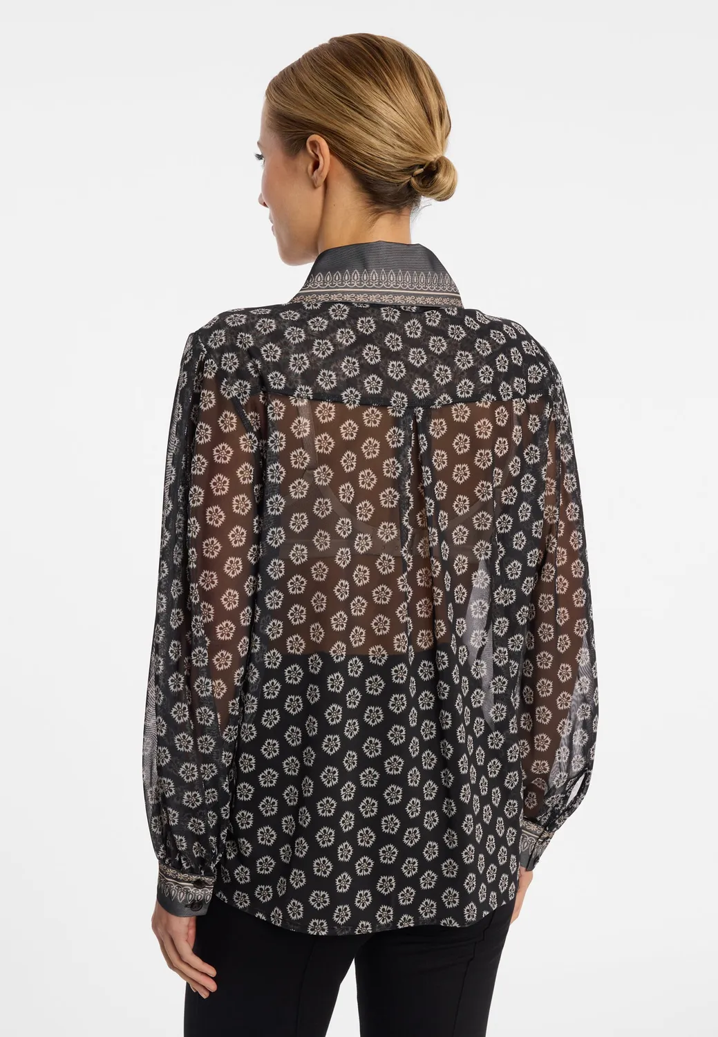 Ana Alcazar Eminsea camicia velo nero foulard