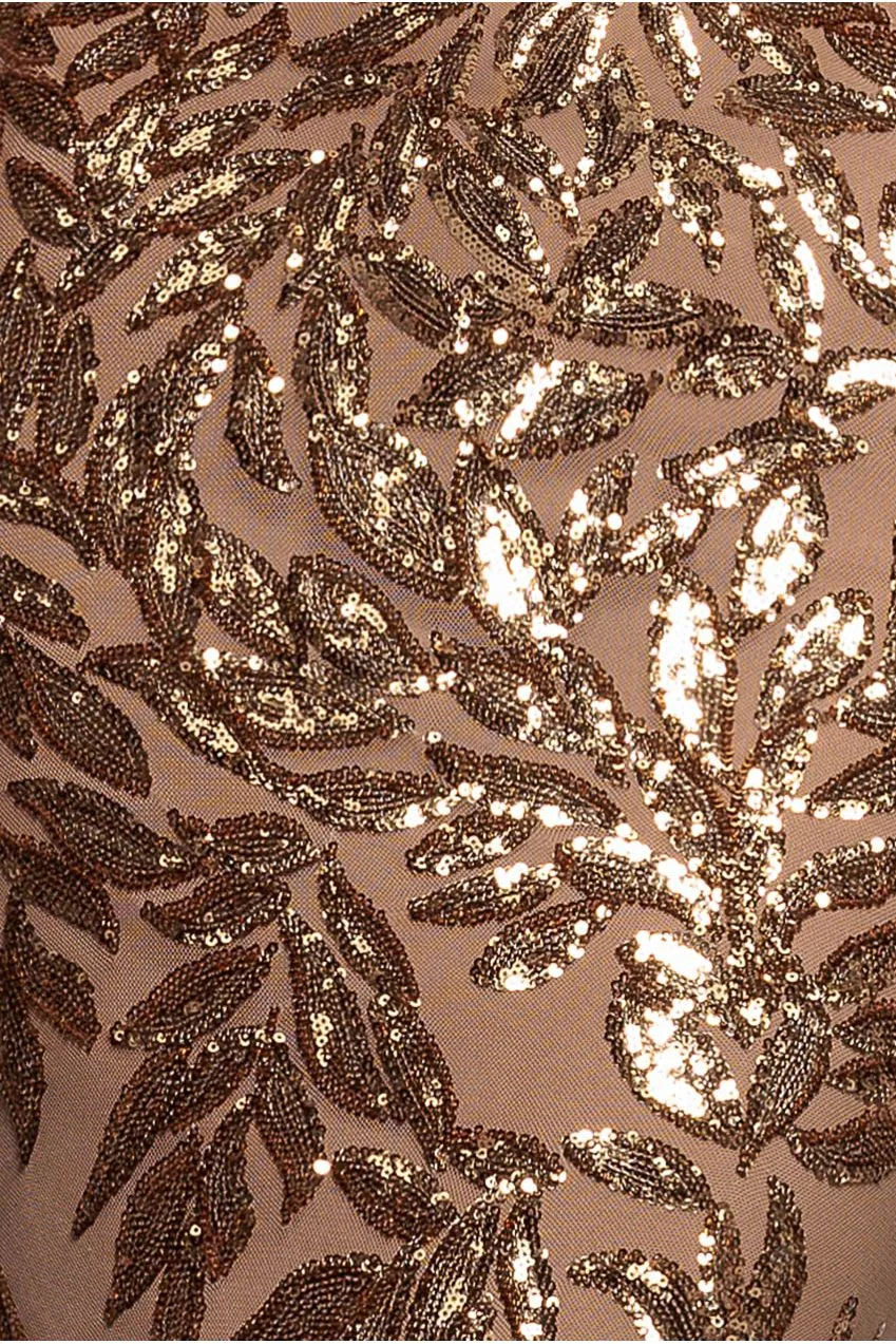 Goddiva Cross Back Diamante Strap abito paillettes oro maxi