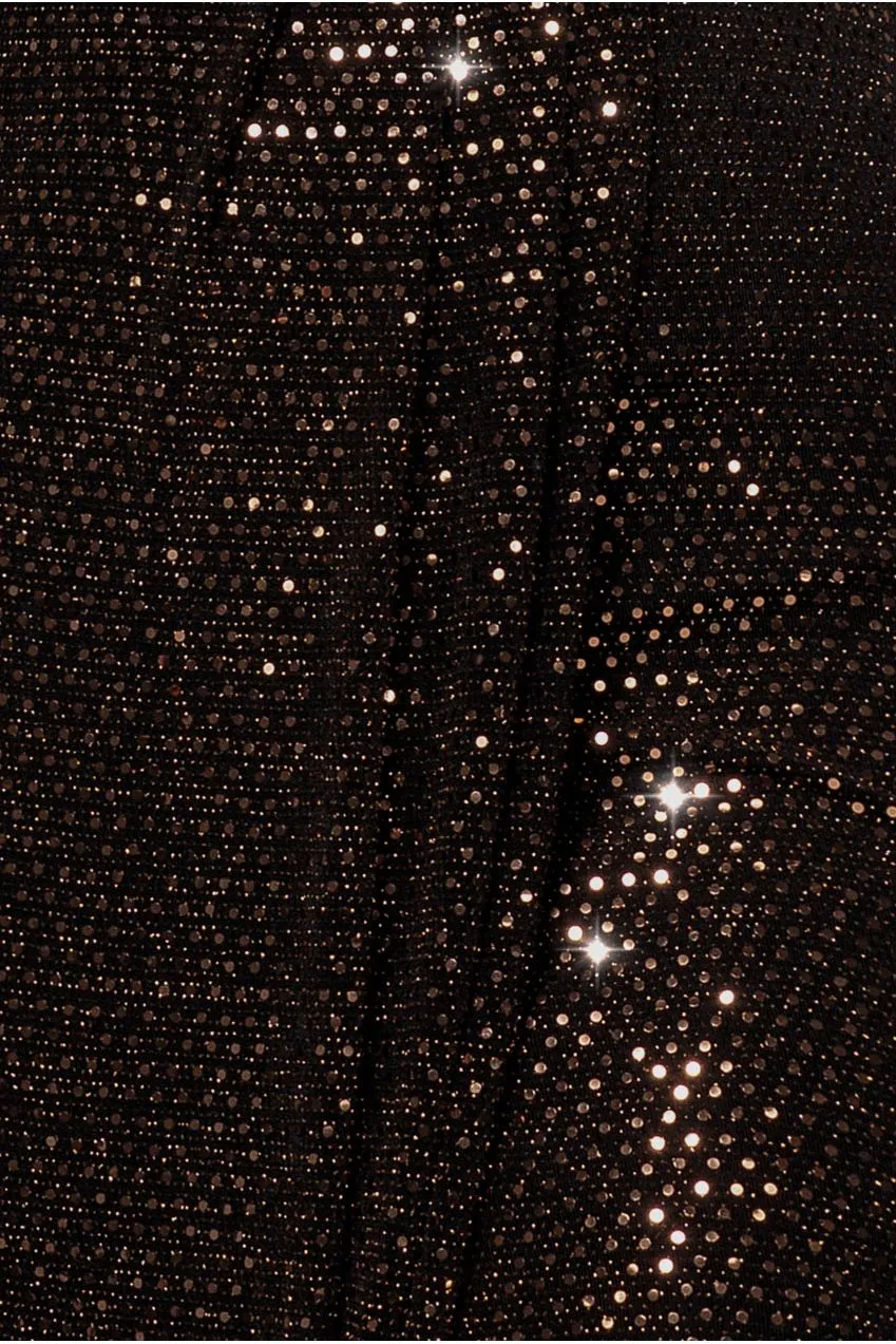 Goddiva Wrap abito maxi paillettes oro rosa lurex incrocio