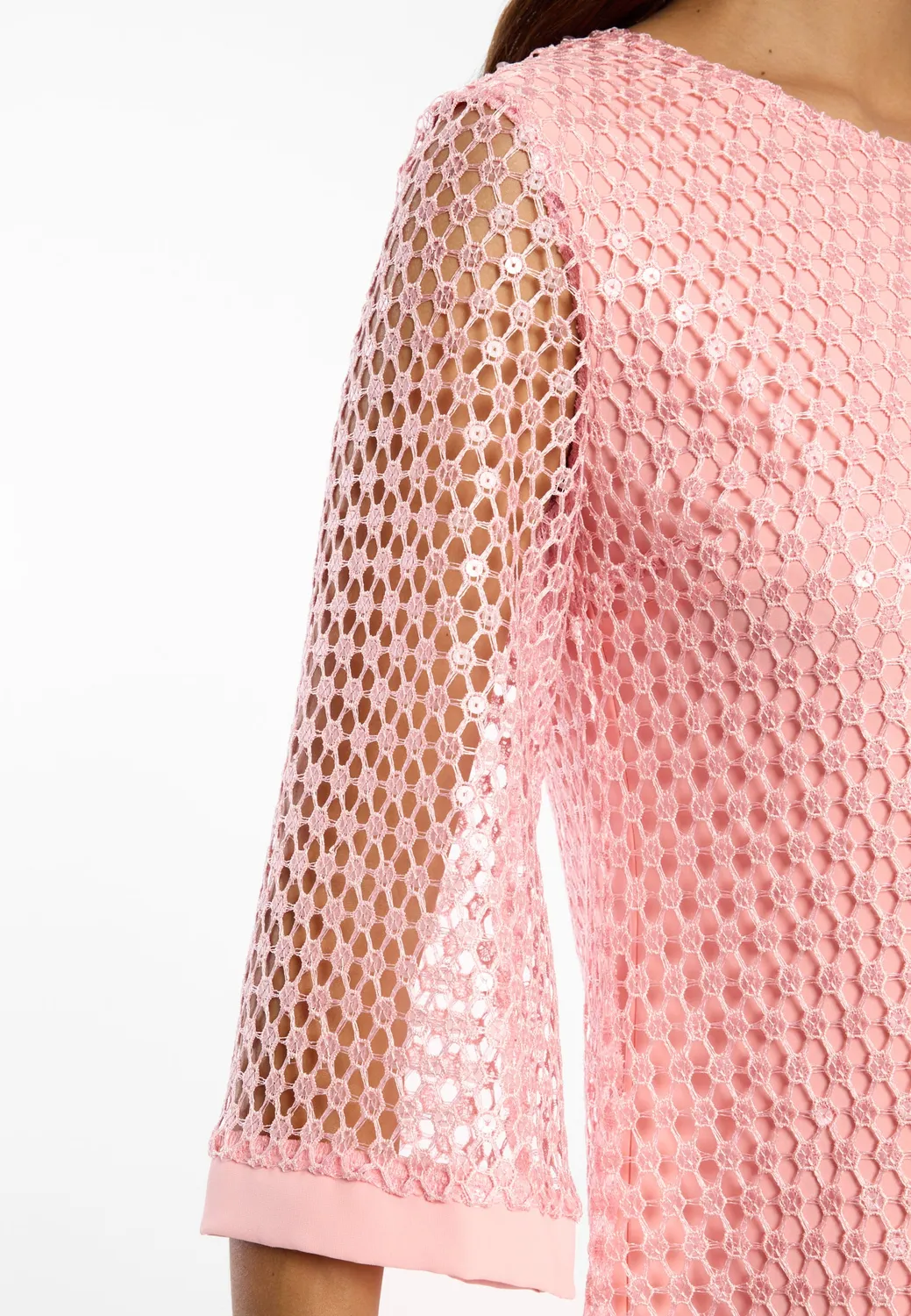 Ana Alcazar Dalva abito corto pizzo rosa