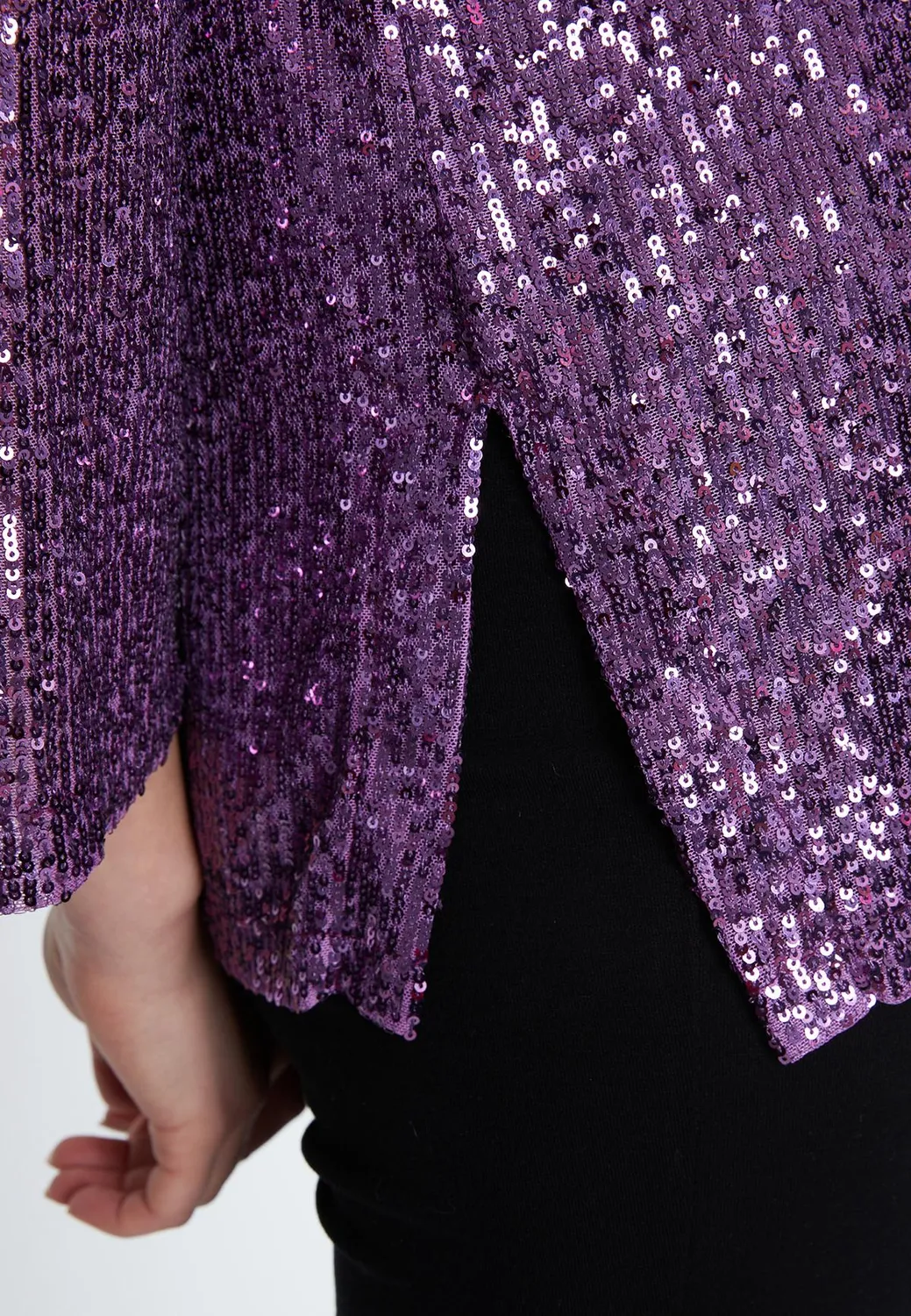Ana Alcazar Salora top paillettes viola manica 7/8