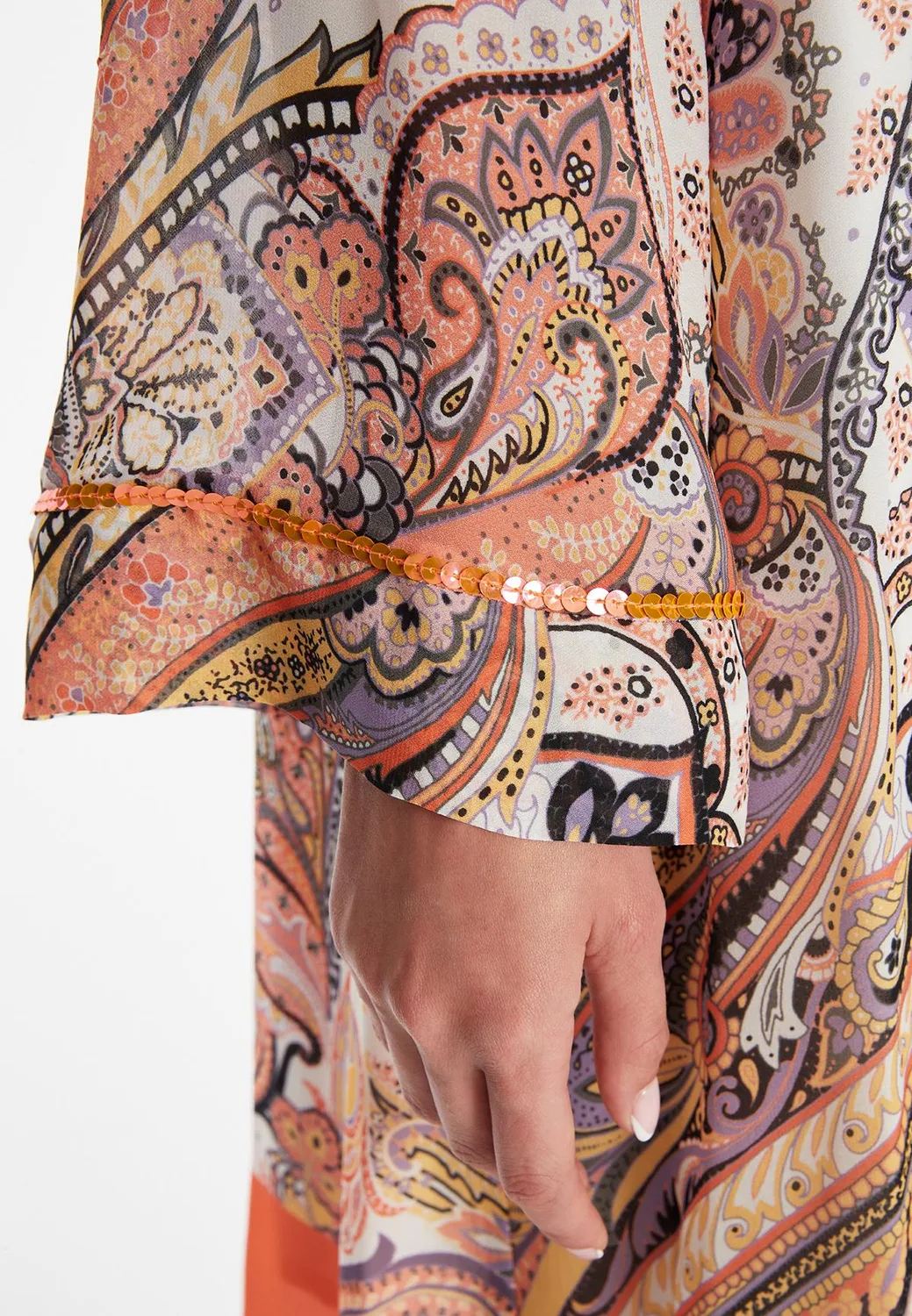 Ana Alcazar Zenna abito chiffon fantasia paisley