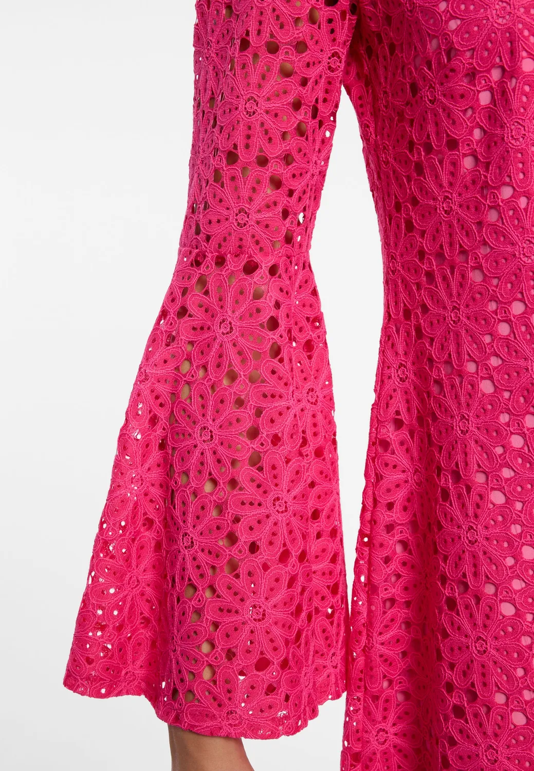 Ana Alcazar Dalis abito pizzo fucsia maniche tromba