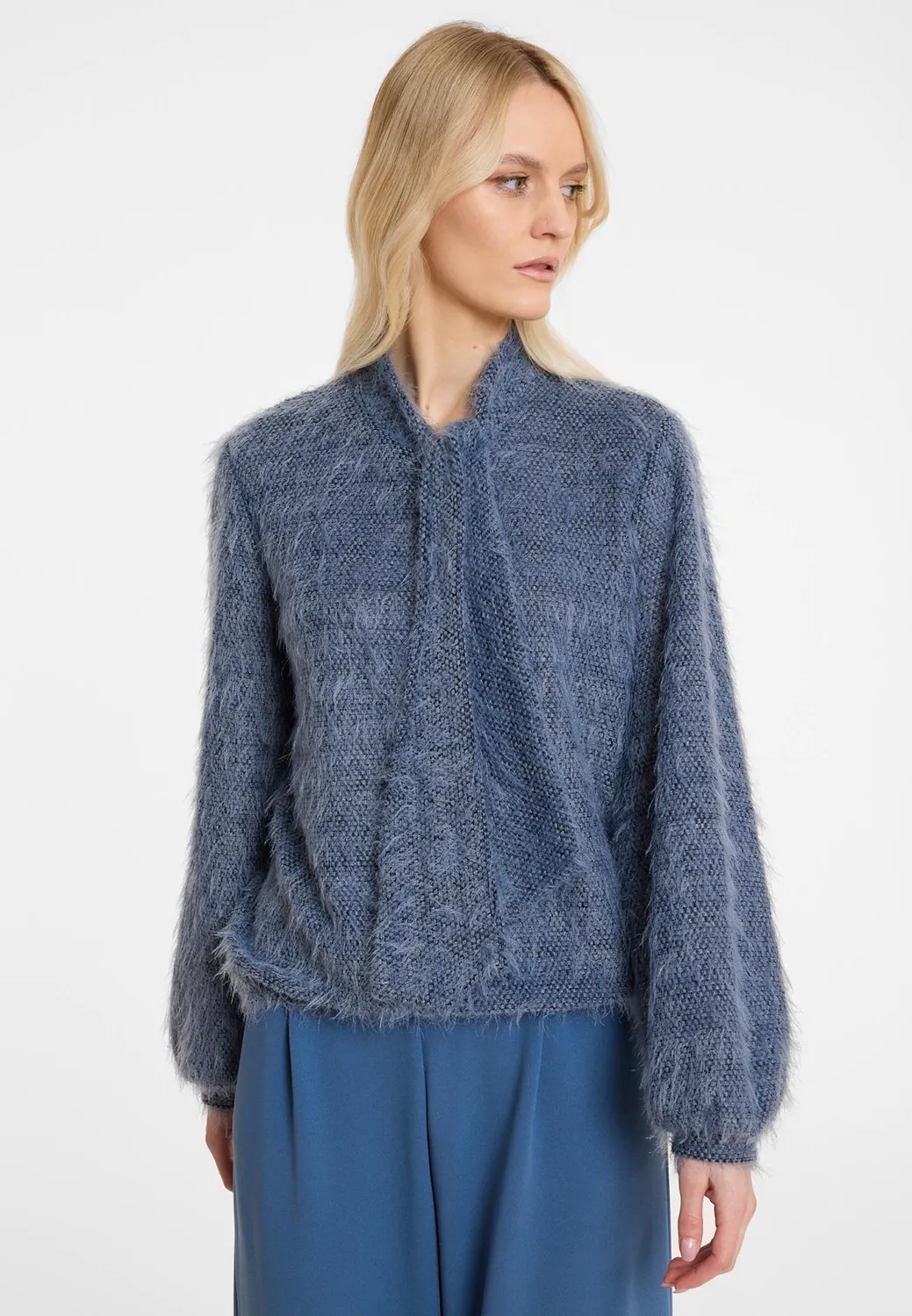 Ana Alcazar Atoria top maglia nero collo fiocco