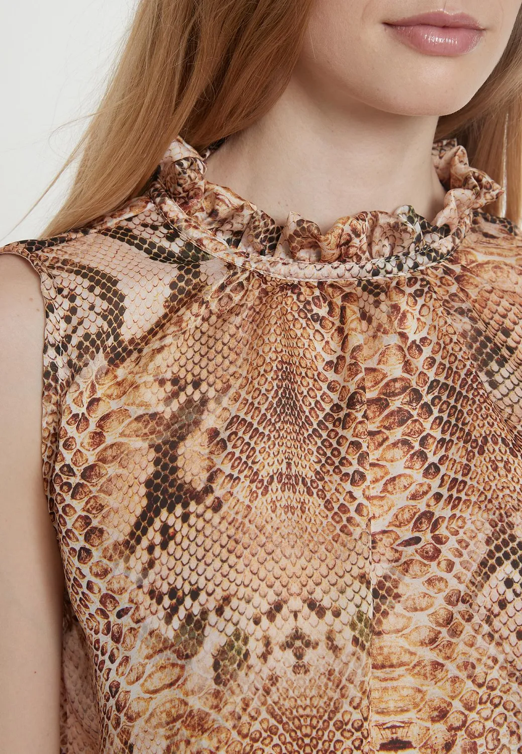 Ana Alcazar Pakosa top chiffon smanicato stampa snake
