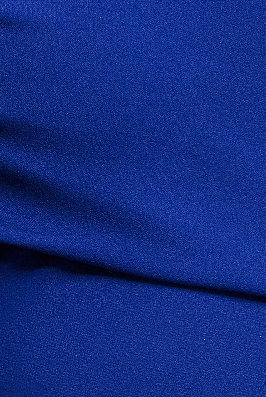 Goddiva Pleated Bardot Wrap abito lungo blu royal scuba