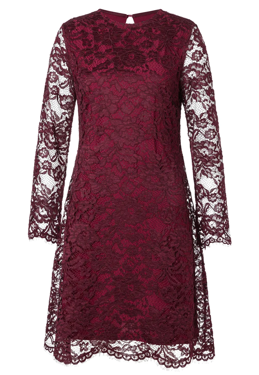 Ana Alcazar Enolory abito pizzo bordeaux maniche lunghe