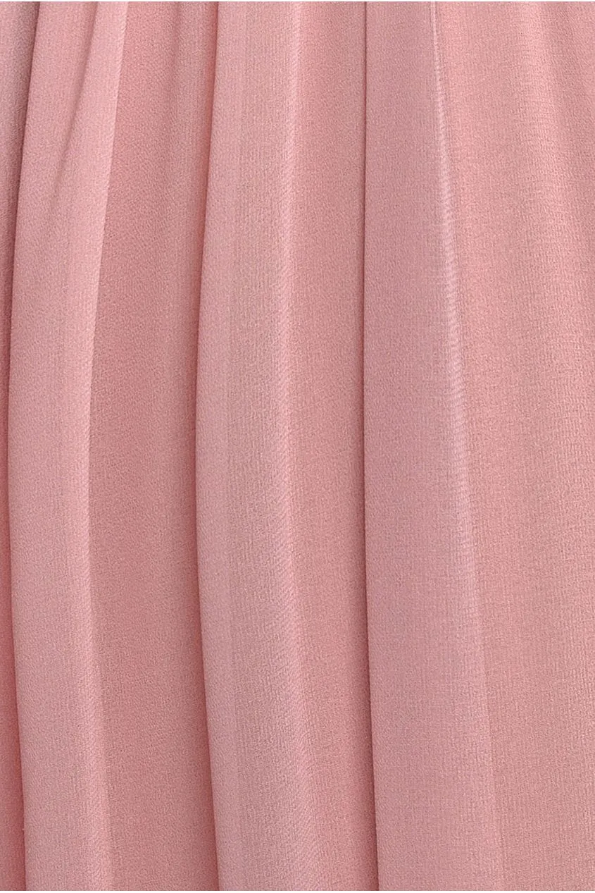 Goddiva Chiffon Cape maxi abito blush damigella