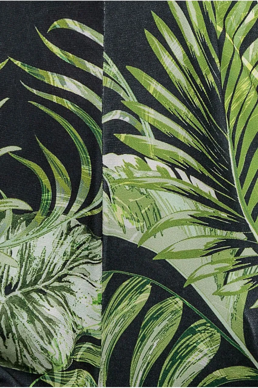 Goddiva tuta fantasia tropicale verde 8 scollo a V
