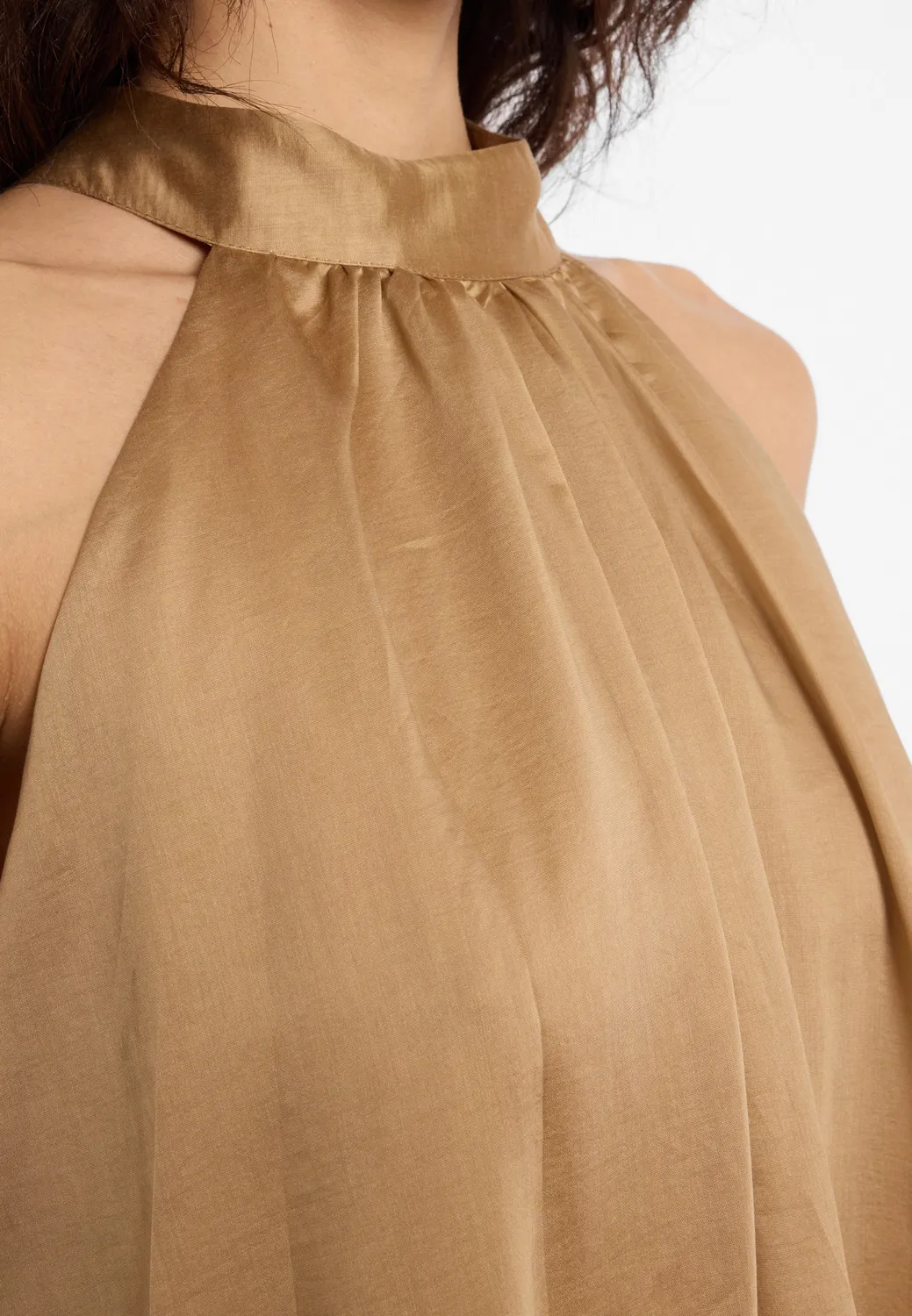 Ana Alcazar Dayla abito lungo halterneck marrone