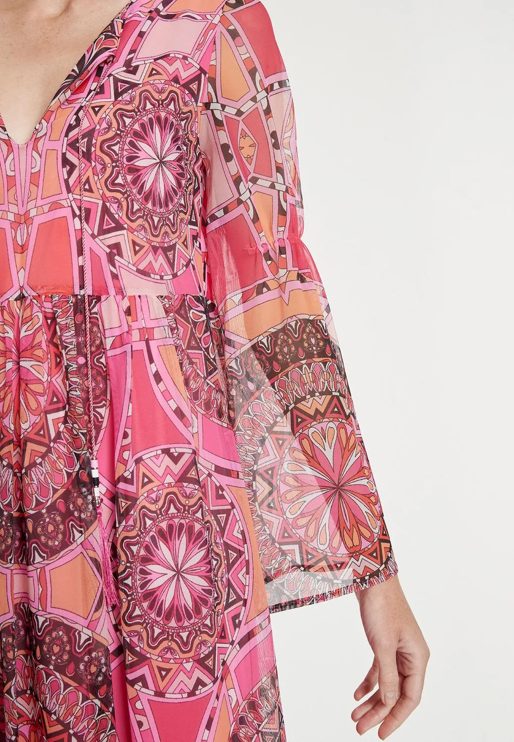 Ana Alcazar Leika abito boho corto fantasia paisley