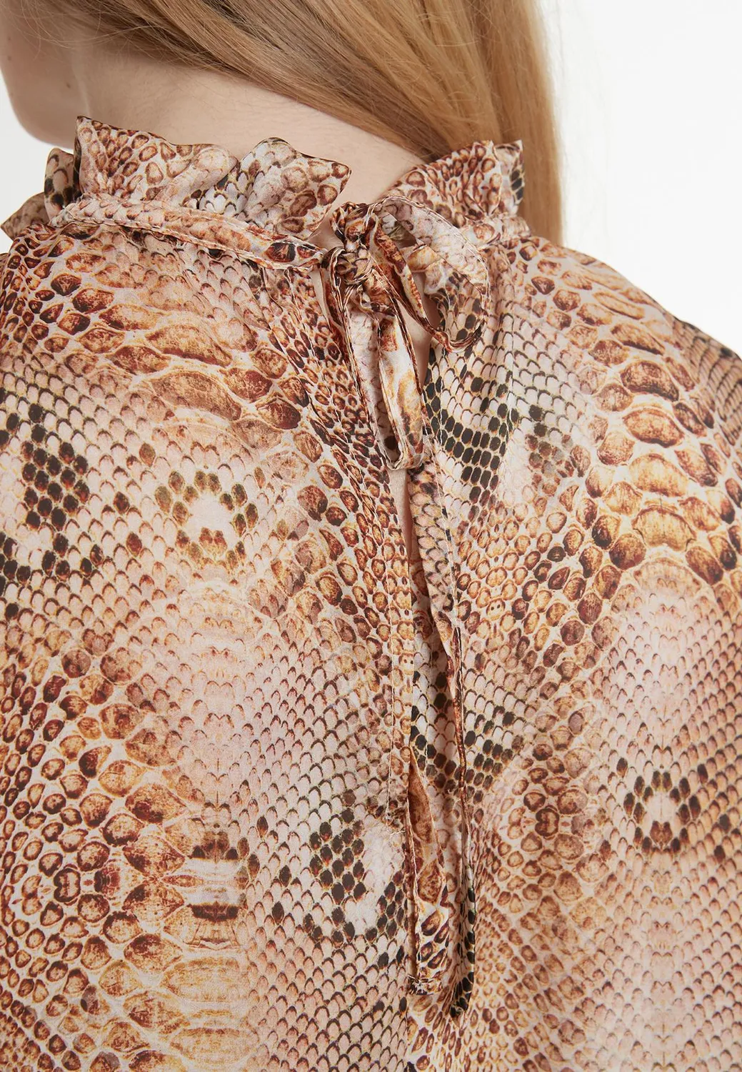 Ana Alcazar Pakosa top chiffon smanicato stampa snake
