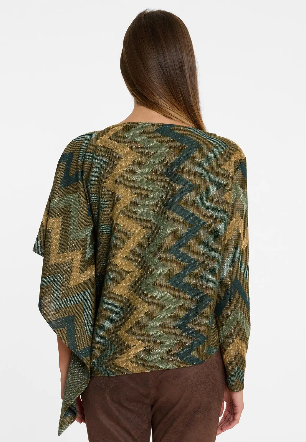 Ana Alcazar Avilo top lurex verde oro manica corta