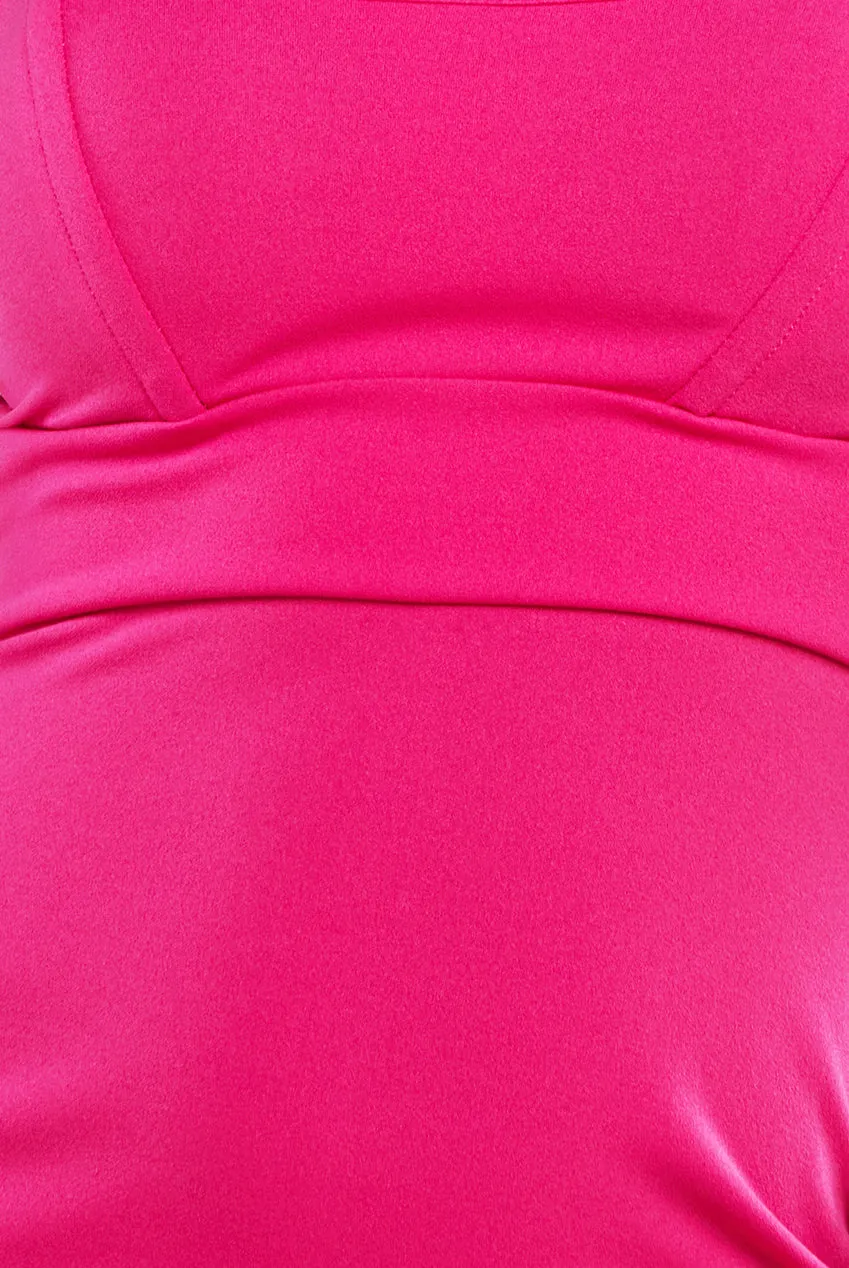 Goddiva Bandeau DR3609 abito fucsia midi bodycon