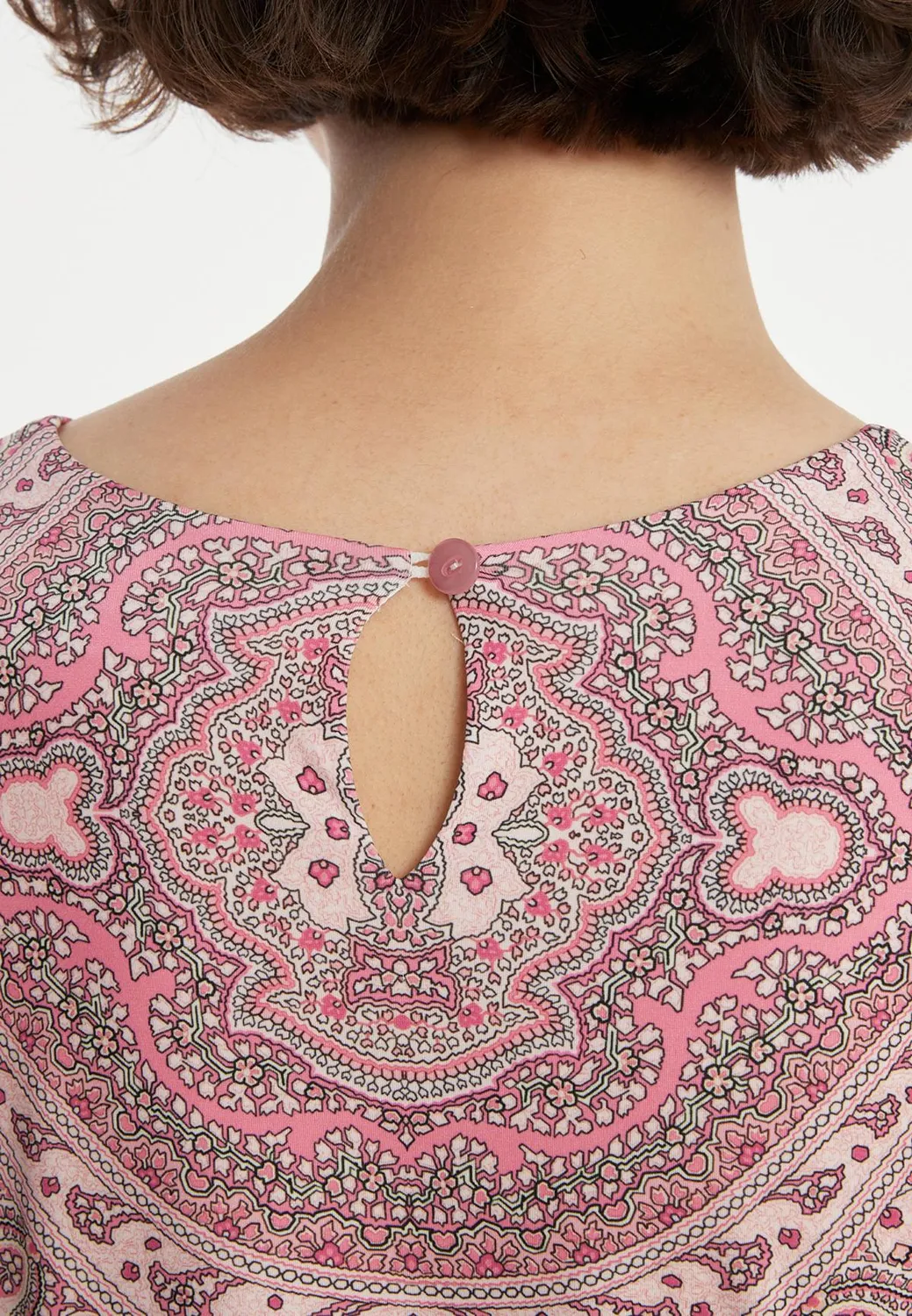 Ana Alcazar Zipia tunica jersey rosa maniche tromba