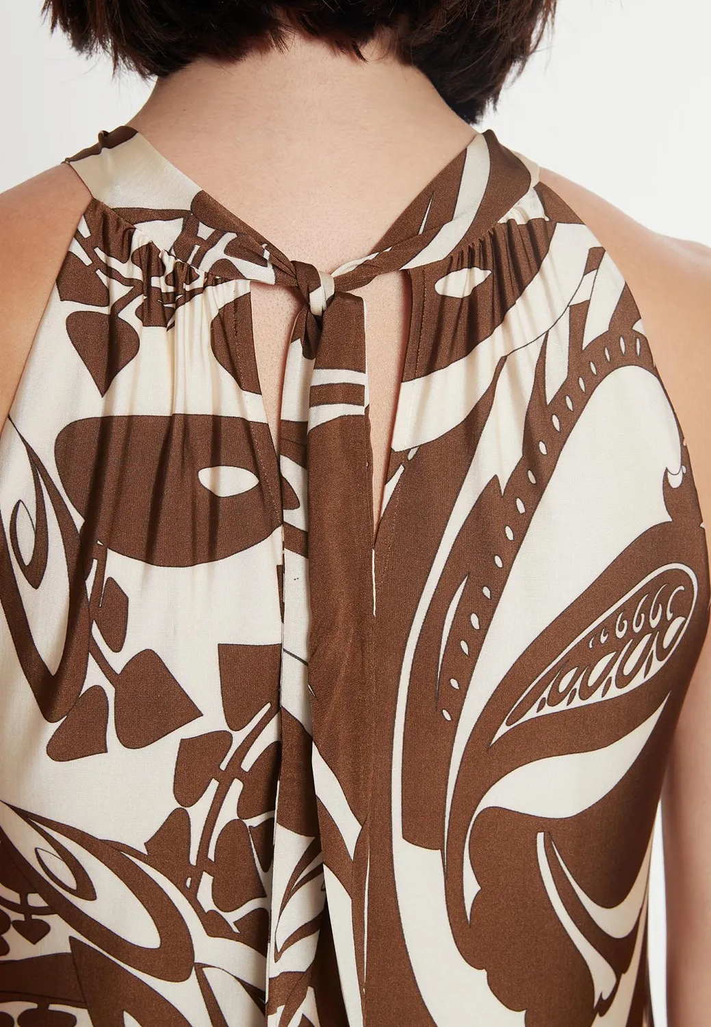 Ana Alcazar Pikane abito maxi halter fantasia terra