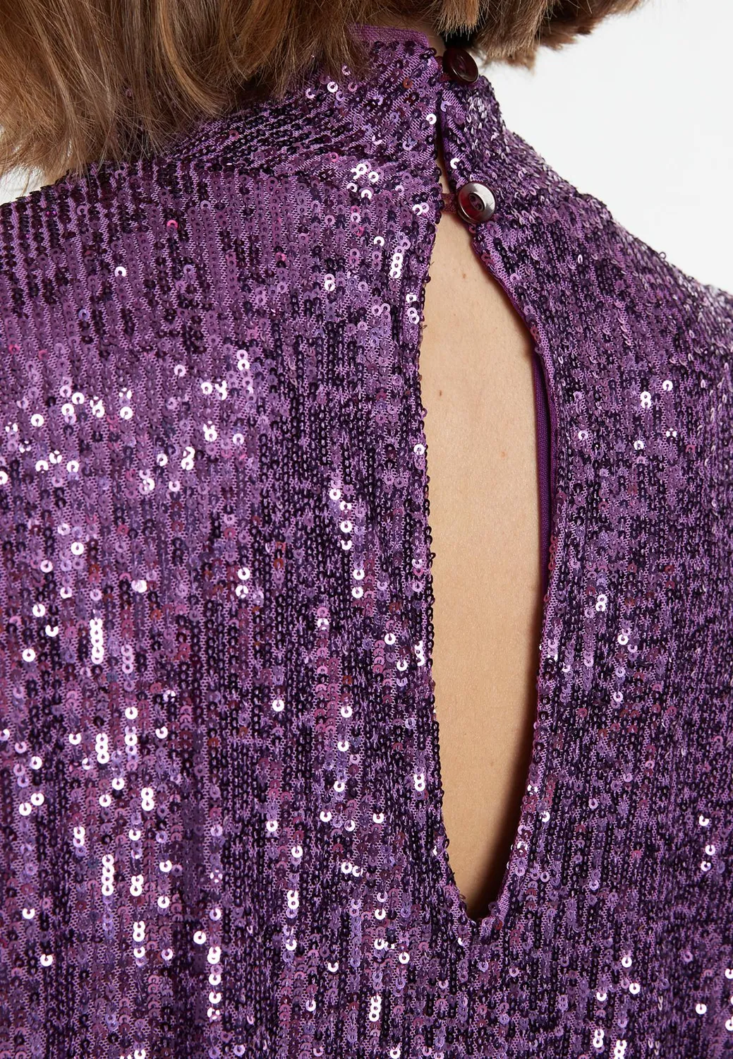 Ana Alcazar Salena abito paillettes viola