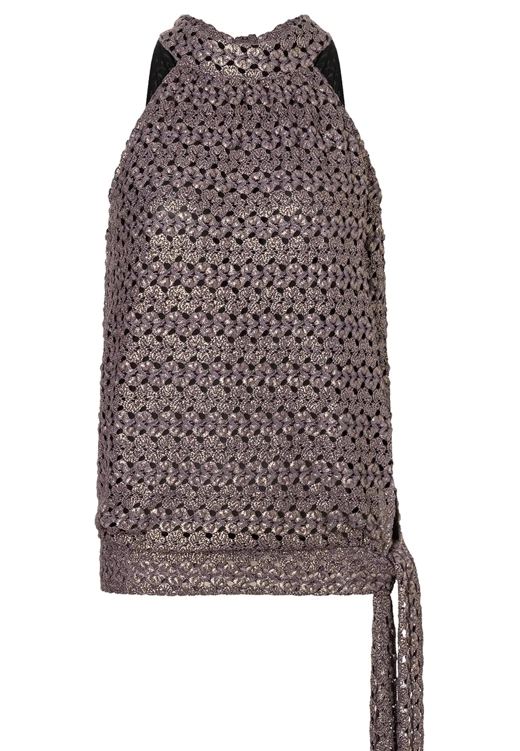 Ana Alcazar Dulia top halterneck marrone lurex