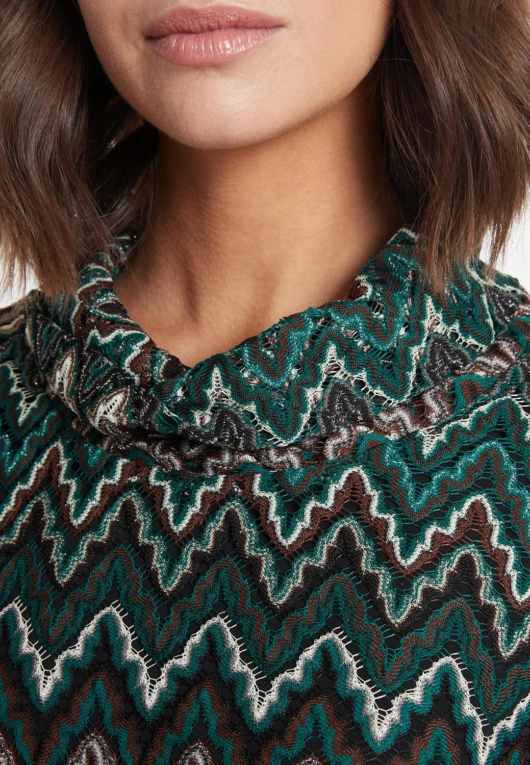 Ana Alcazar Maffa abito maglia zigzag verde