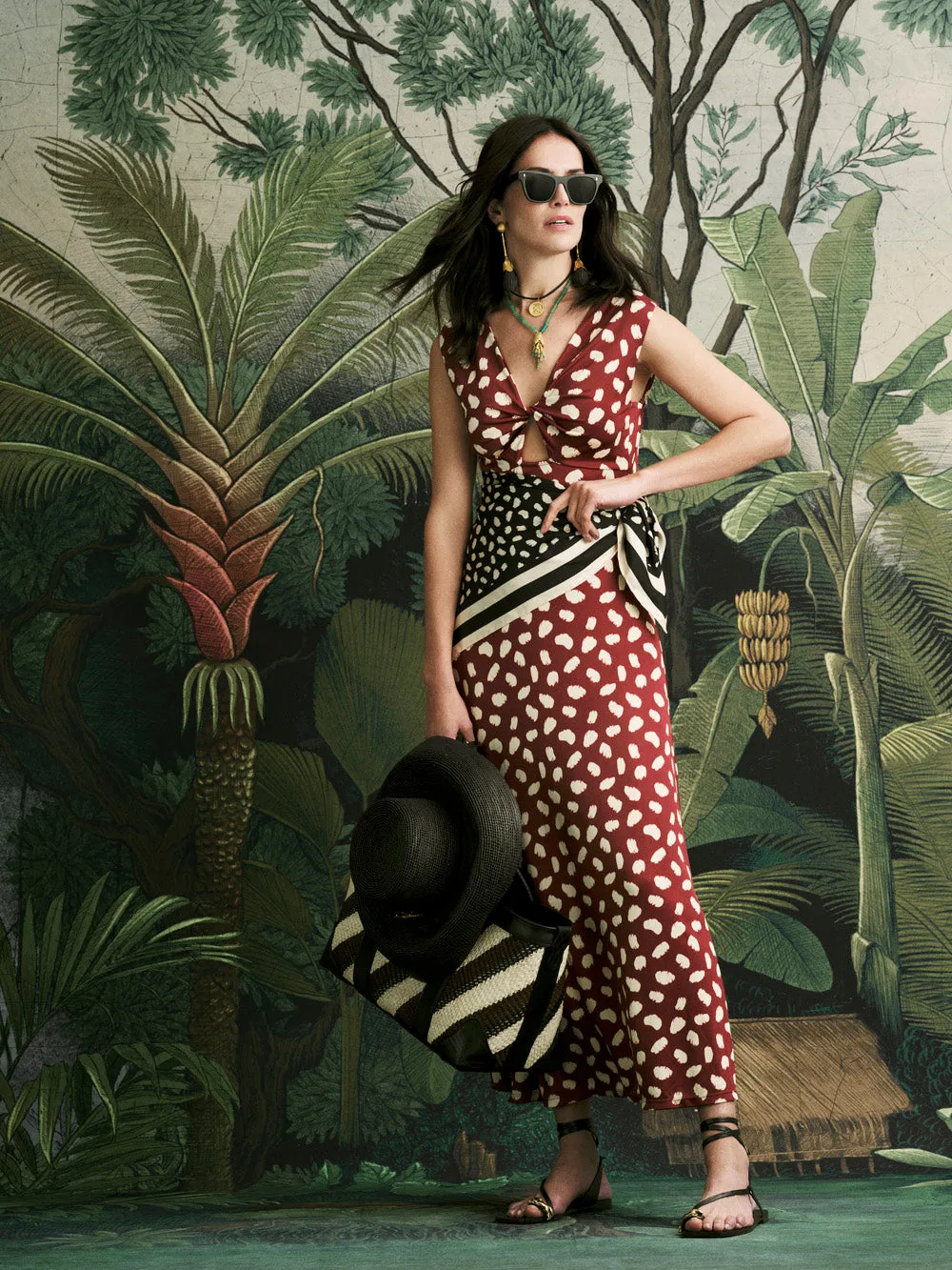 Johanna Ortiz Horizonte Mistico abito midi reversibile ciliegia