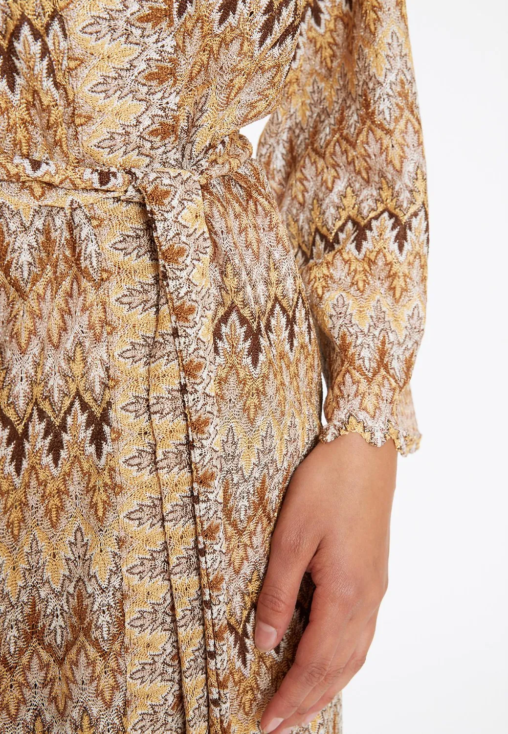 Ana Alcazar Pagoli kimono leggero marrone zigzag