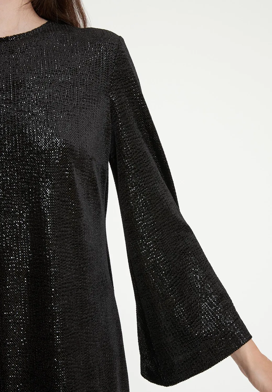Ana Alcazar Taja abito cocktail nero paillettes