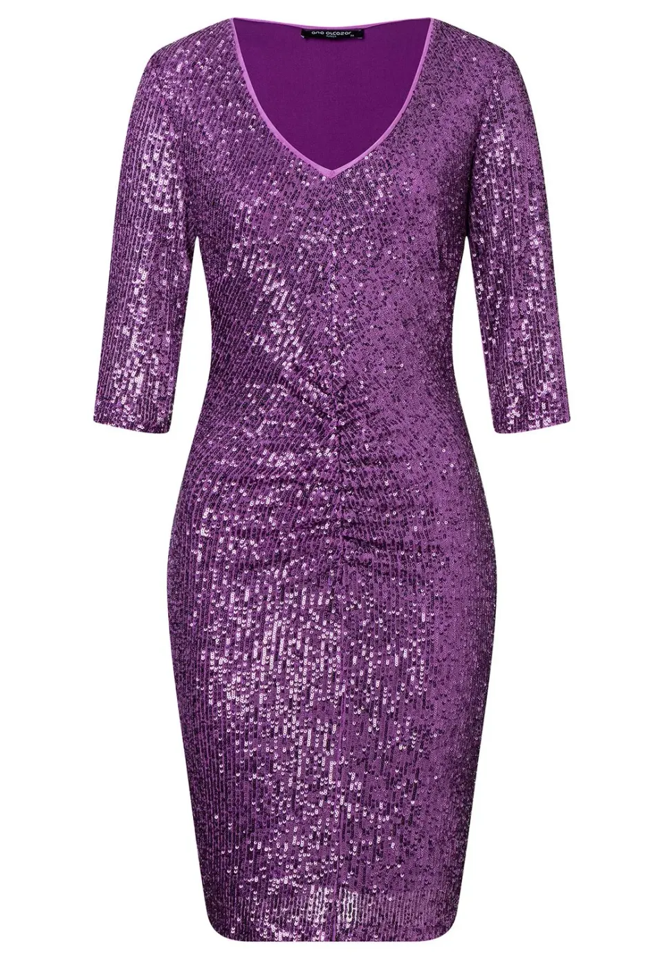 Ana Alcazar Salmy abito paillettes viola scollo V