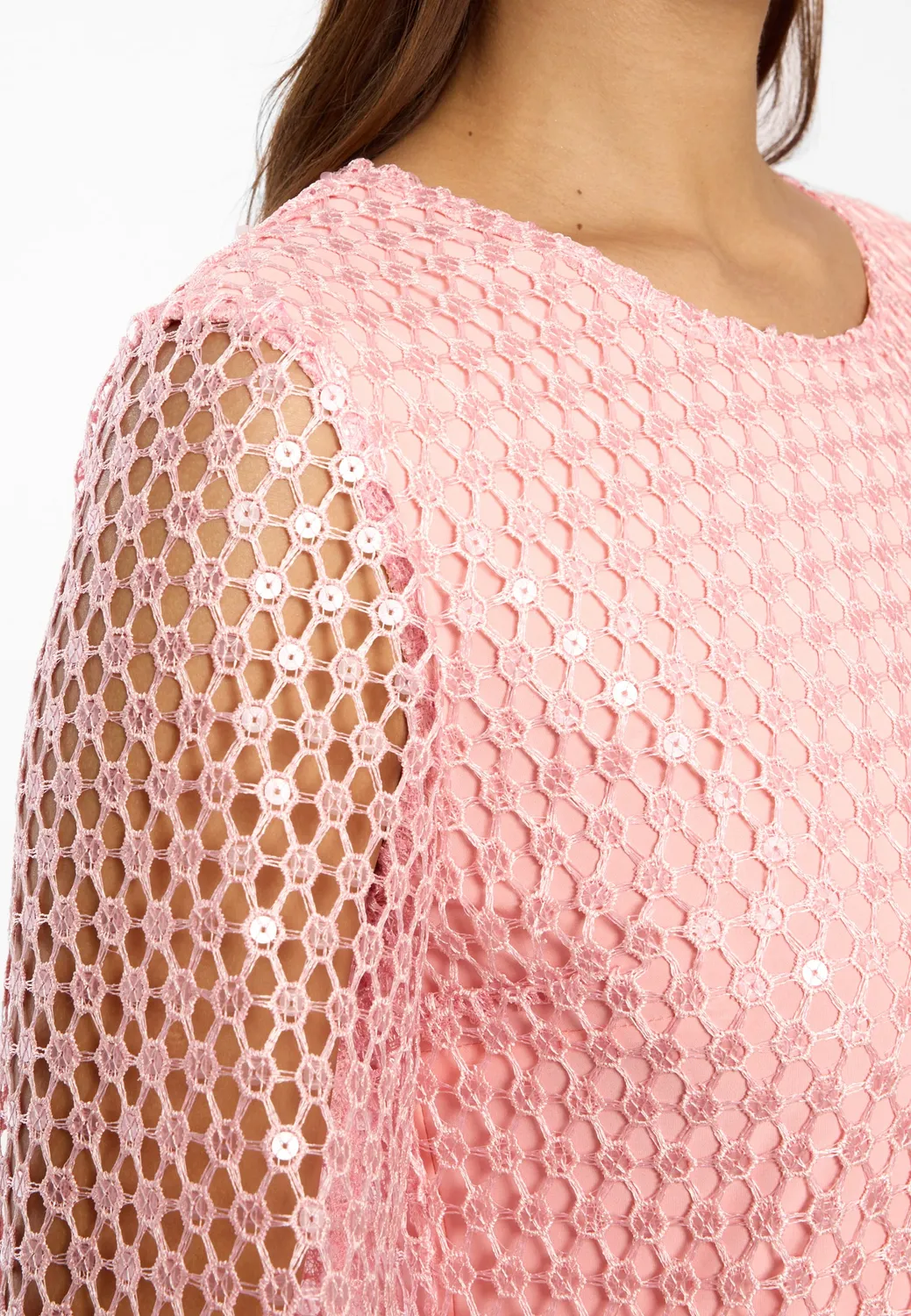 Ana Alcazar Dalva abito corto pizzo rosa