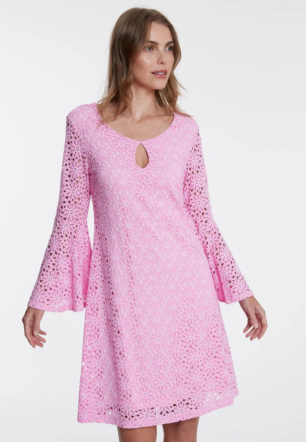 Ana Alcazar Wafia tunica pizzo rosa maniche tromba