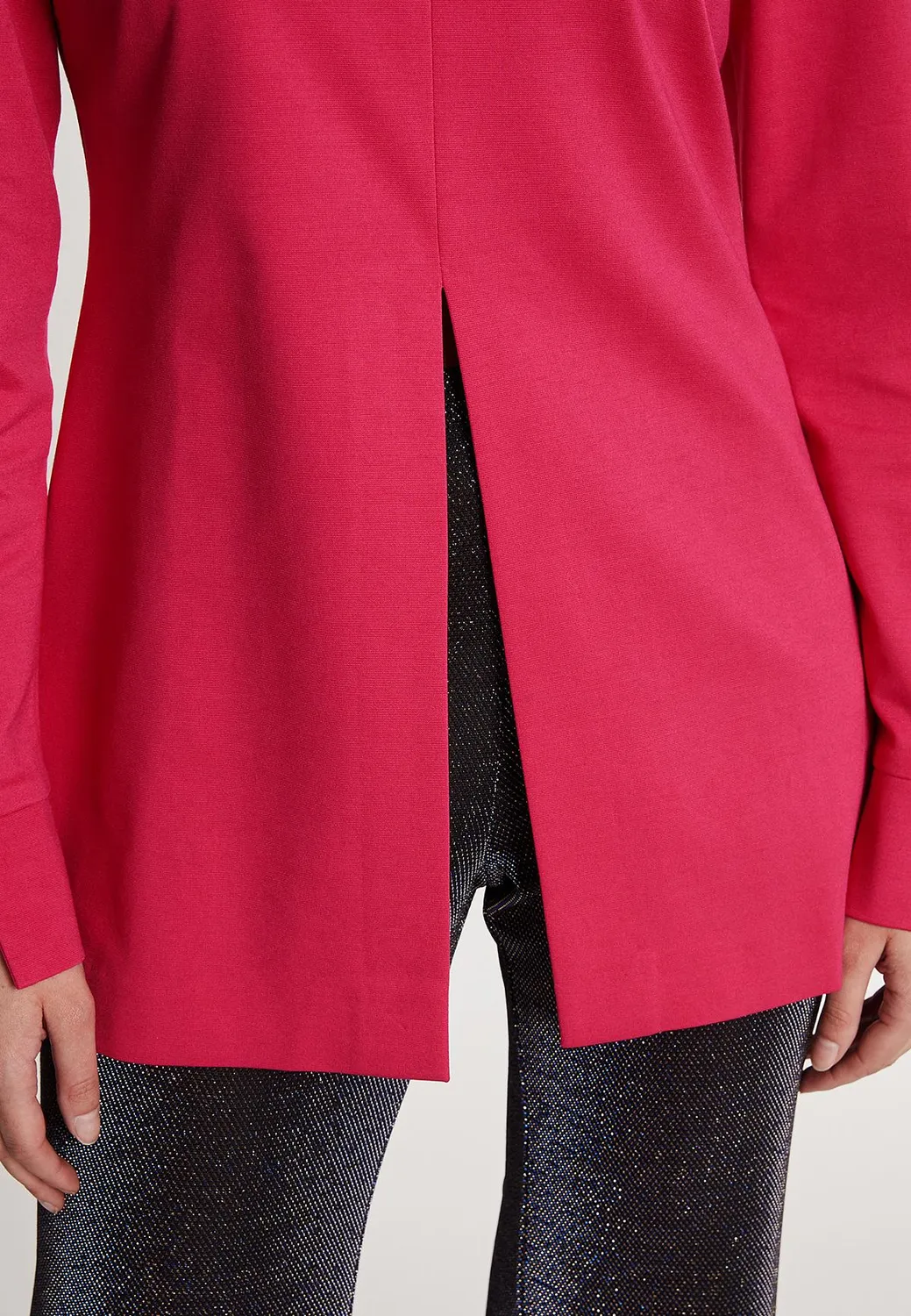 Ana Alcazar Iwane top lungo rosa collo alto