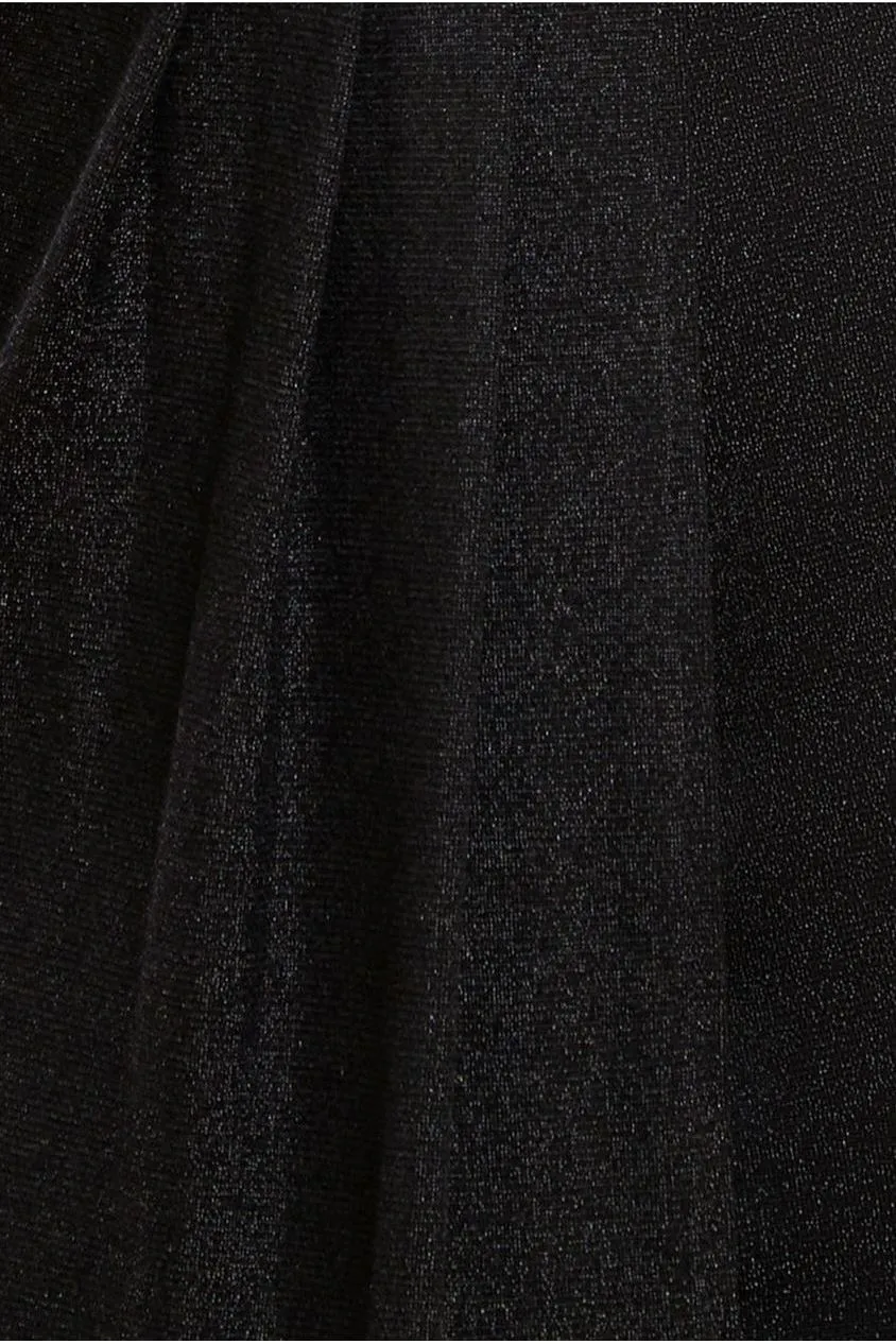 Goddiva abito maxi lurex nero scollo incrociato