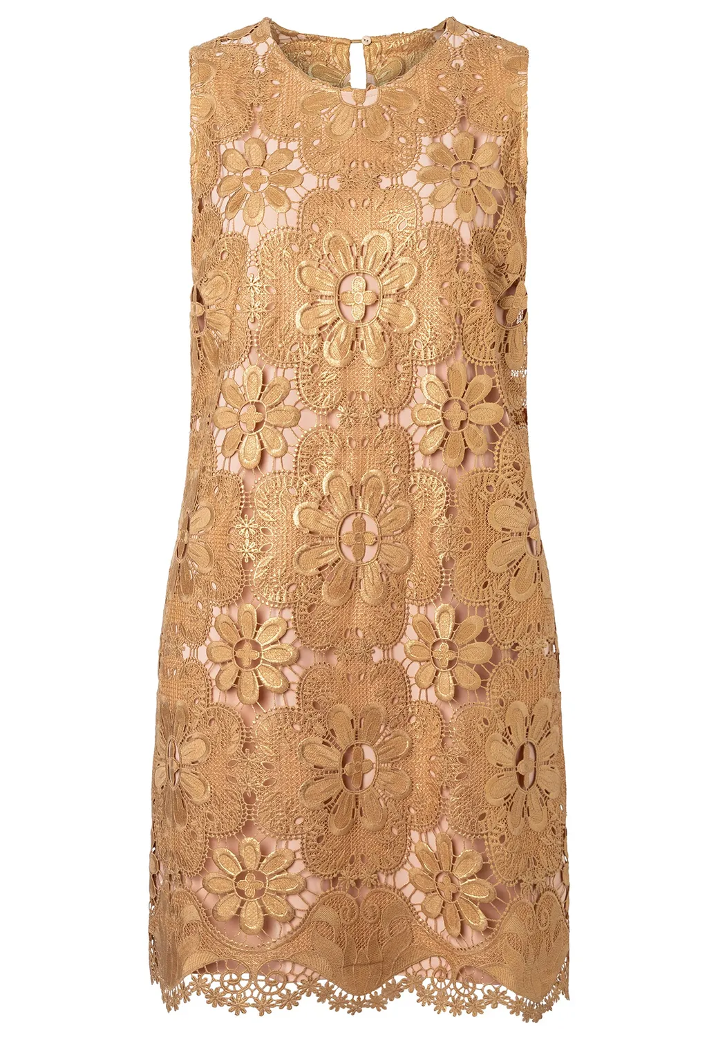 Ana Alcazar Daili abito in pizzo oro corto