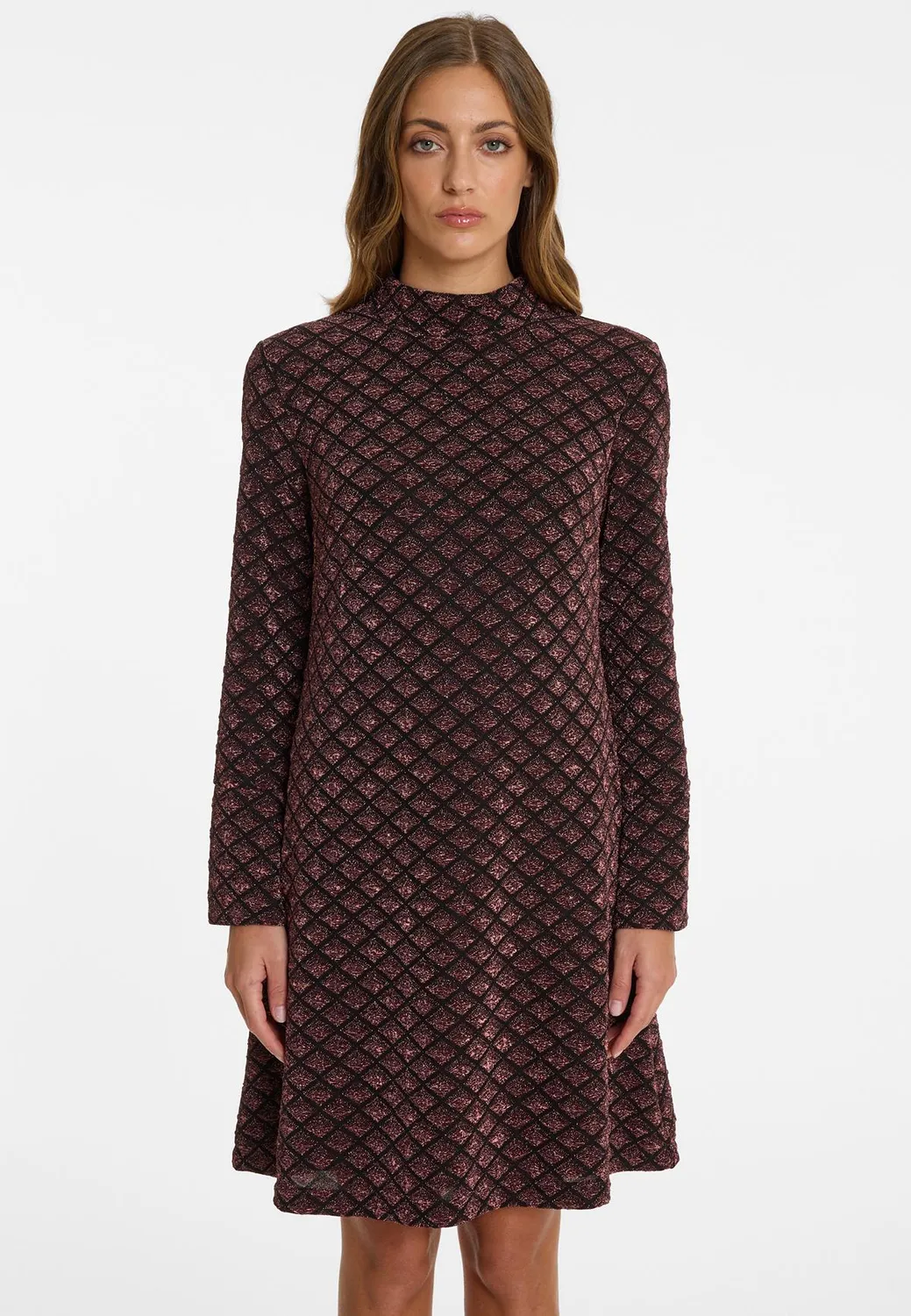 Ana Alcazar Ablino abito lurex bordeaux corto