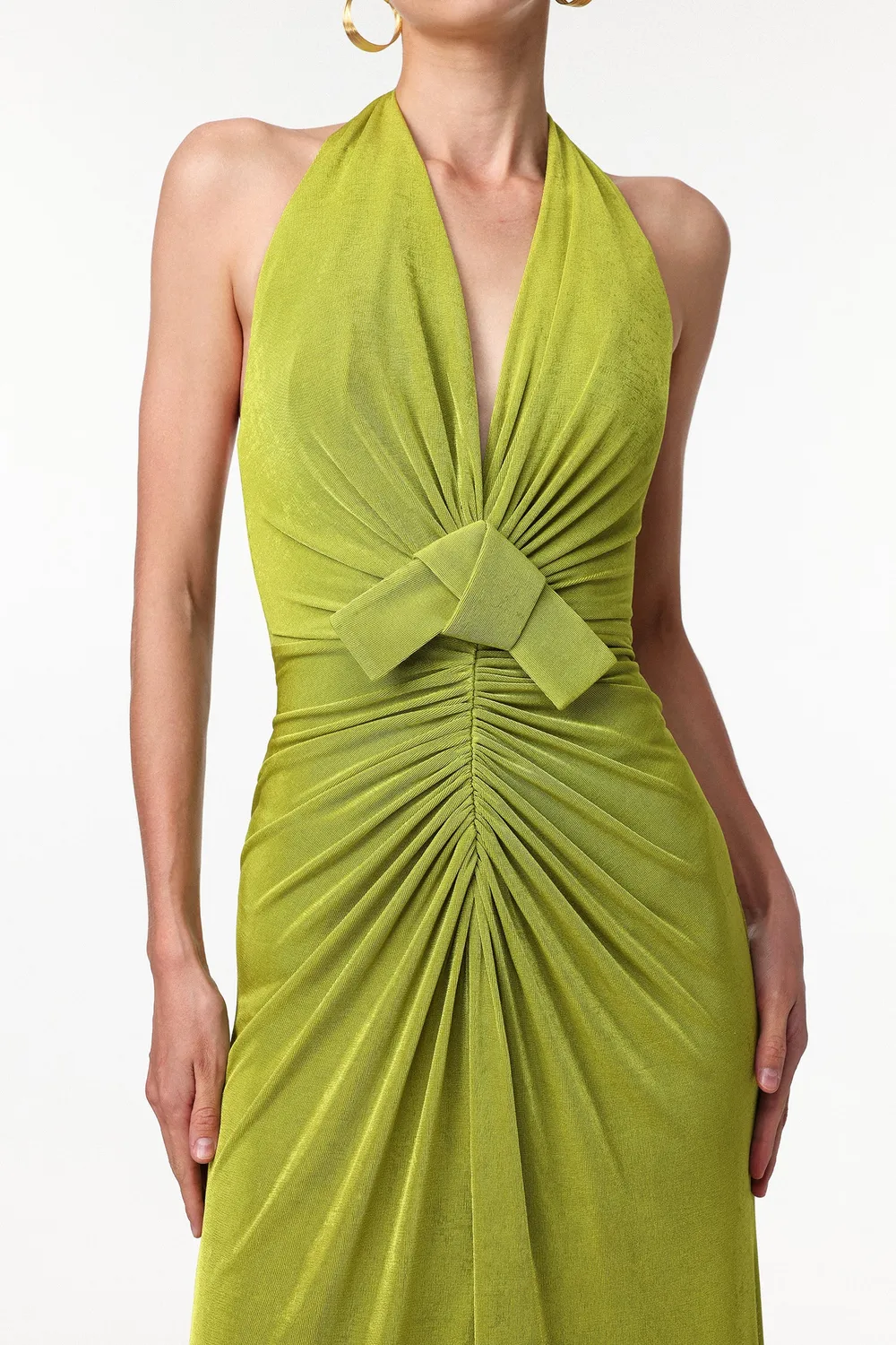 Bella Barnett Jalila abito maxi verde scollo V spacco