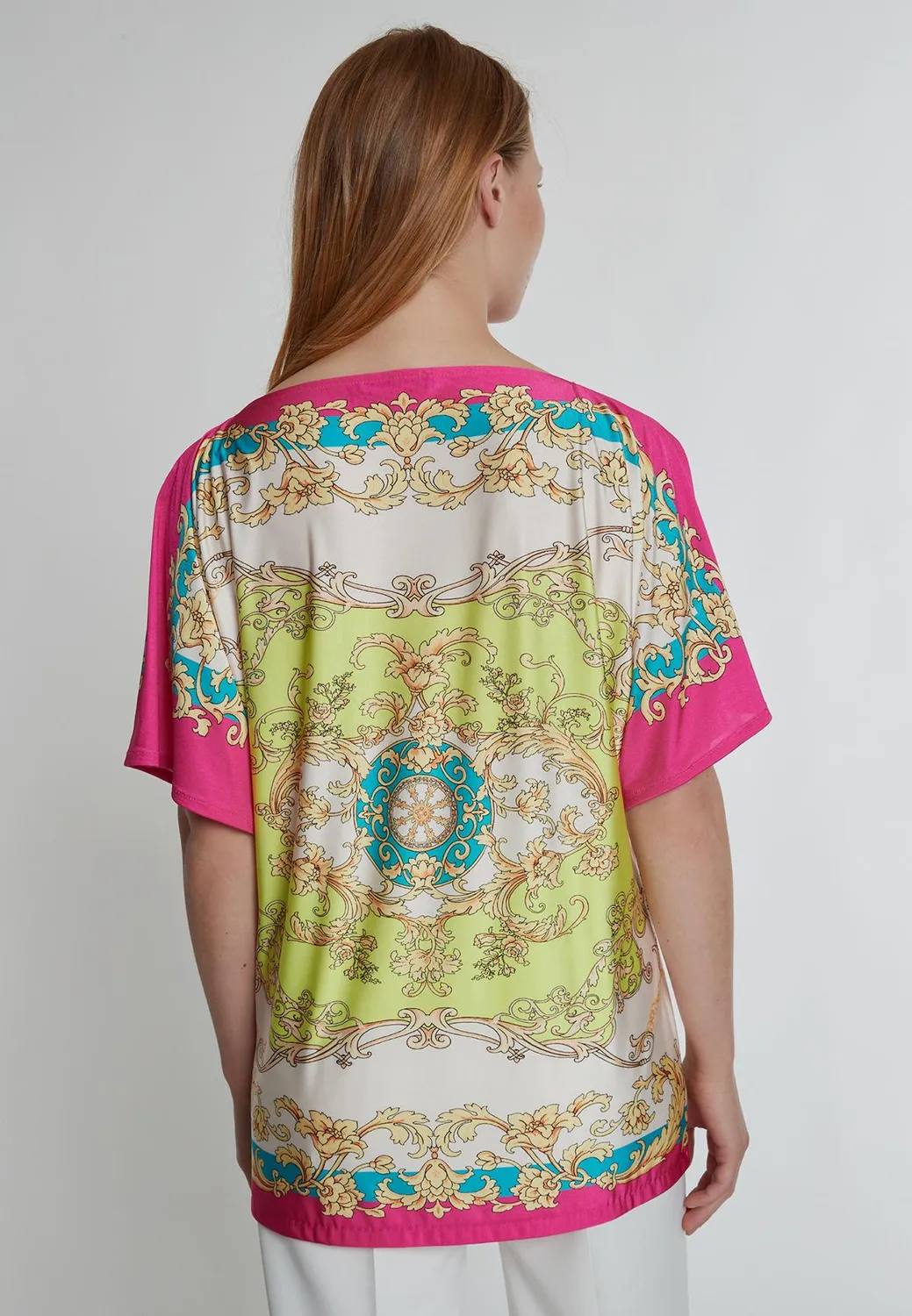 Ana Alcazar Konara top jersey stampa foulard