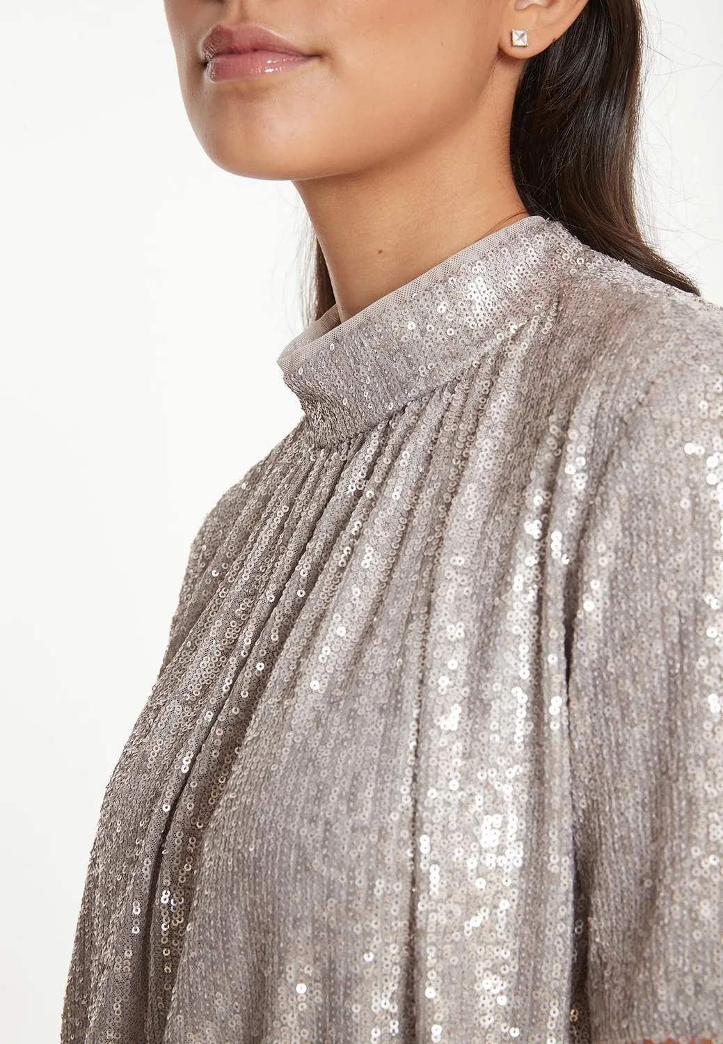 Ana Alcazar Tafina top paillettes argento