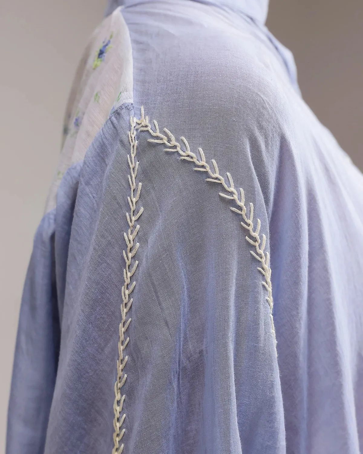 Our Dve Saanjh Soft Chanderi Top Blu Etereo