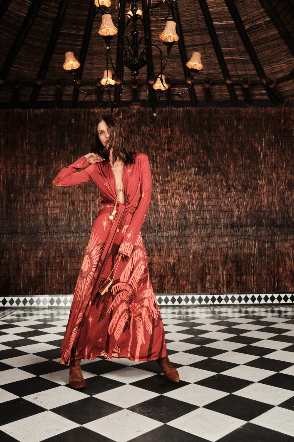 Johanna Ortiz Coral Marino abito maxi rosso jersey