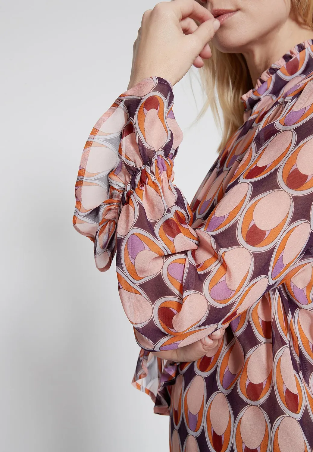 Ana Alcazar Hagoly blusa chiffon stampa rétro
