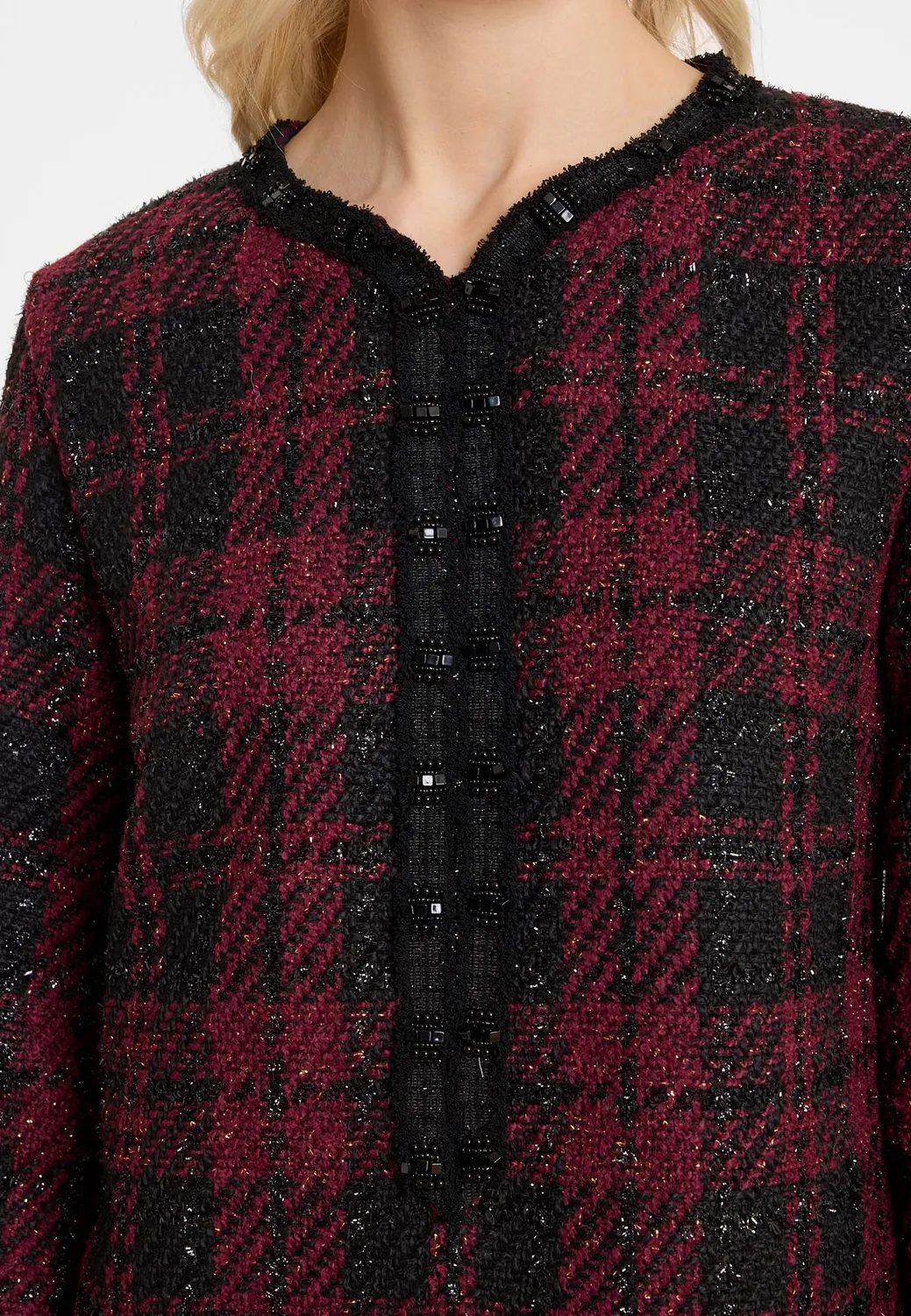 Ana Alcazar Abawa abito boucle quadri bordeaux