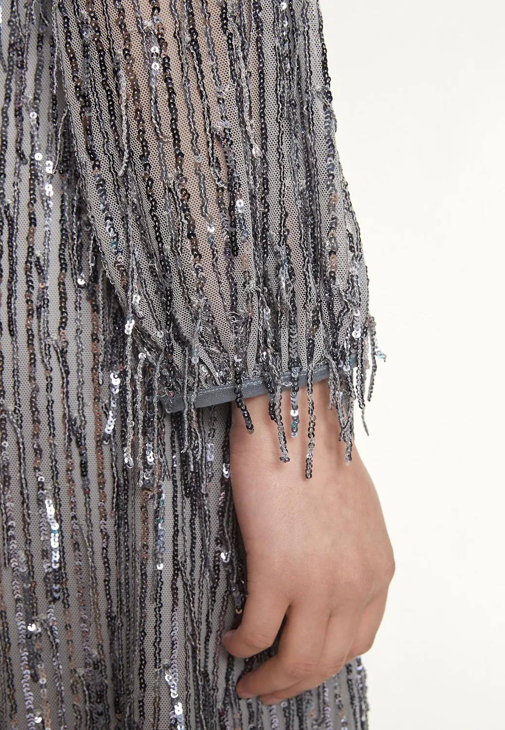 Ana Alcazar Ocina abito paillettes argento