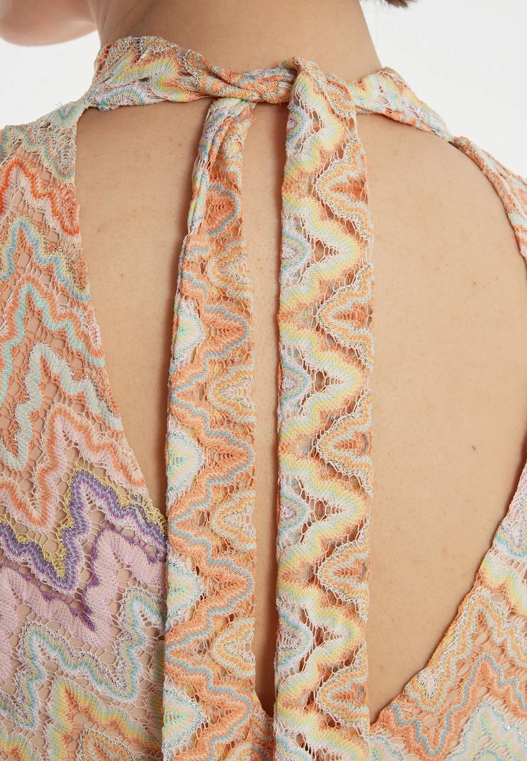 Ana Alcazar Zajana abito midi smanicato maglia zigzag