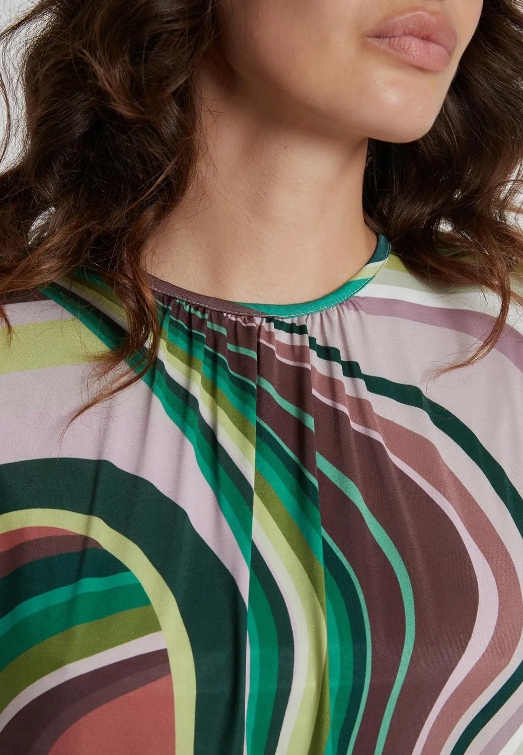 Ana Alcazar Kirea abito jersey fantasia verde lilla