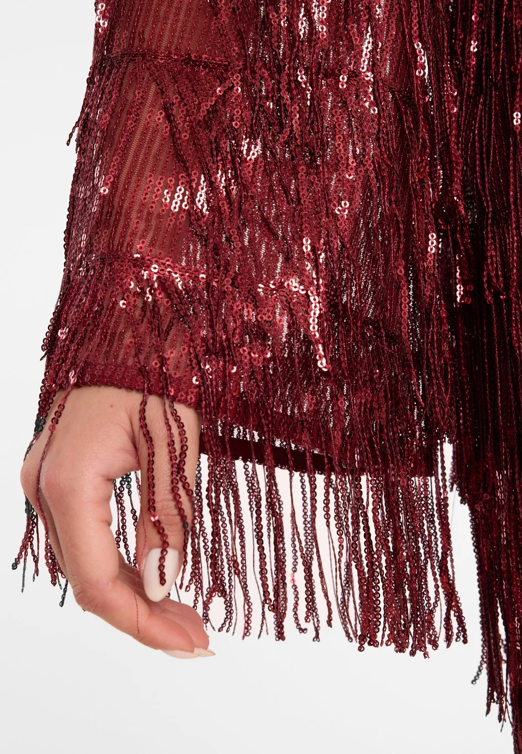 Ana Alcazar Cebora abito paillettes bordeaux corto